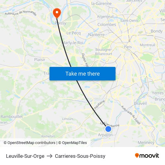 Leuville-Sur-Orge to Carrieres-Sous-Poissy map