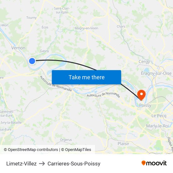 Limetz-Villez to Carrieres-Sous-Poissy map