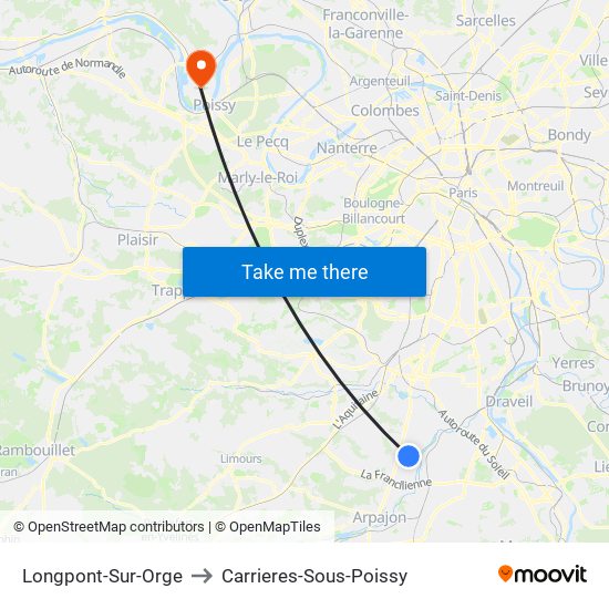 Longpont-Sur-Orge to Carrieres-Sous-Poissy map