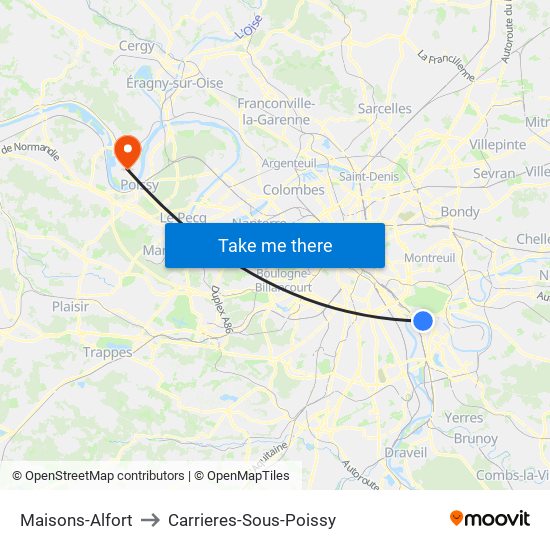 Maisons-Alfort to Carrieres-Sous-Poissy map