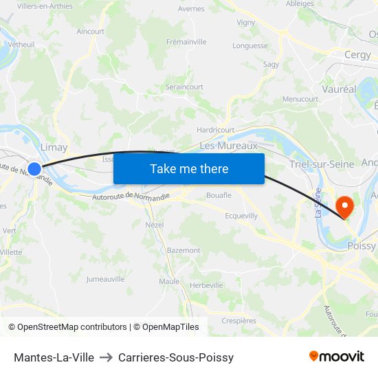 Mantes-La-Ville to Carrieres-Sous-Poissy map