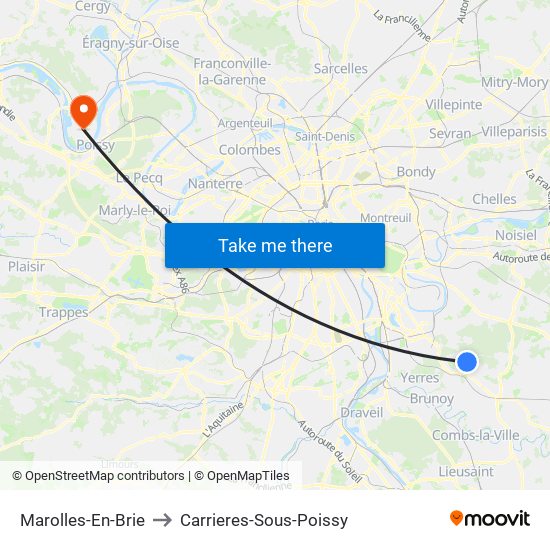 Marolles-En-Brie to Carrieres-Sous-Poissy map