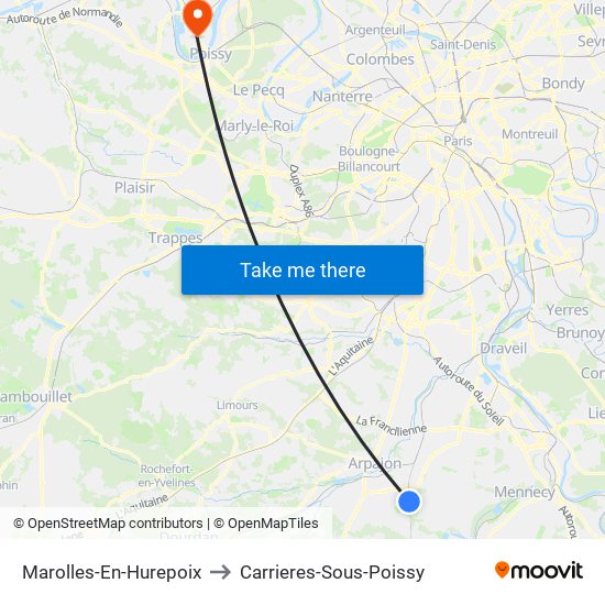 Marolles-En-Hurepoix to Carrieres-Sous-Poissy map