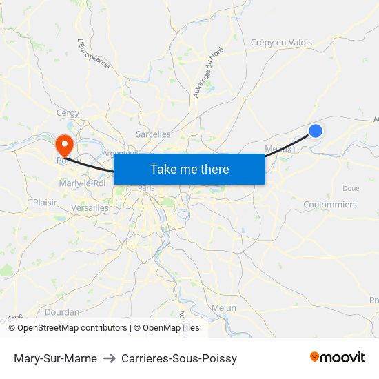 Mary-Sur-Marne to Carrieres-Sous-Poissy map