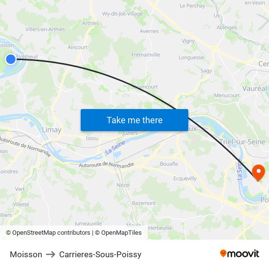 Moisson to Carrieres-Sous-Poissy map