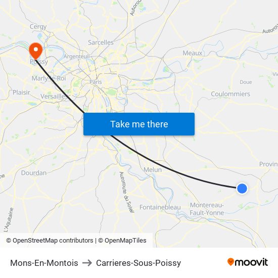 Mons-En-Montois to Carrieres-Sous-Poissy map