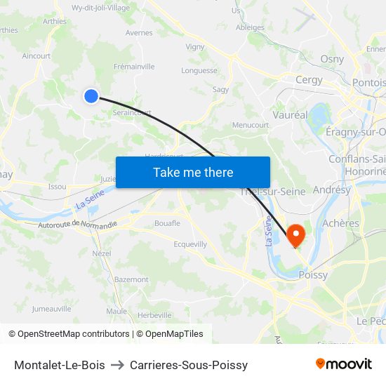 Montalet-Le-Bois to Carrieres-Sous-Poissy map