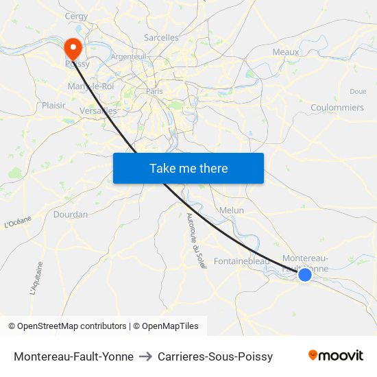 Montereau-Fault-Yonne to Carrieres-Sous-Poissy map