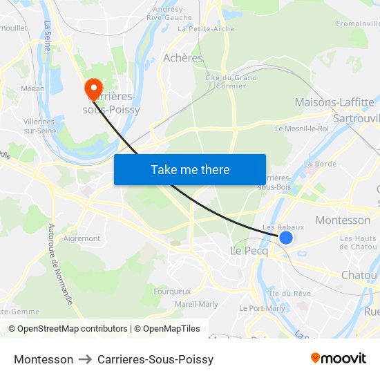 Montesson to Carrieres-Sous-Poissy map