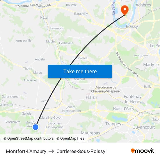 Montfort-L'Amaury to Carrieres-Sous-Poissy map