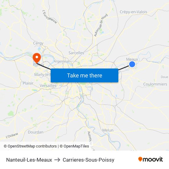 Nanteuil-Les-Meaux to Carrieres-Sous-Poissy map