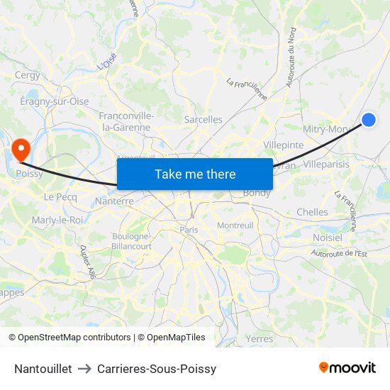 Nantouillet to Carrieres-Sous-Poissy map