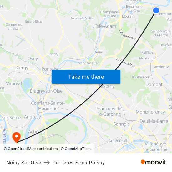 Noisy-Sur-Oise to Carrieres-Sous-Poissy map