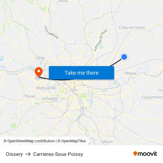 Oissery to Carrieres-Sous-Poissy map