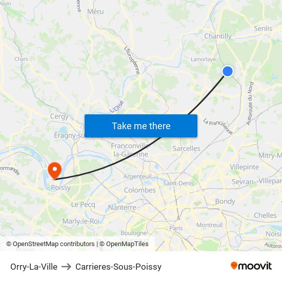 Orry-La-Ville to Carrieres-Sous-Poissy map