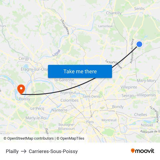 Plailly to Carrieres-Sous-Poissy map