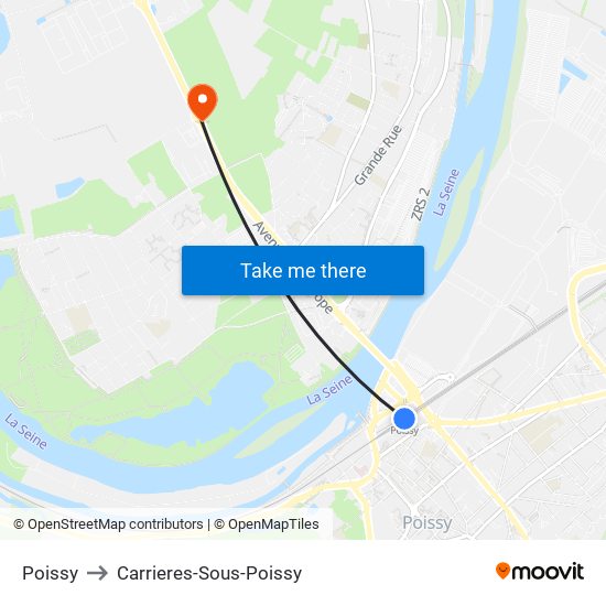 Poissy to Carrieres-Sous-Poissy map