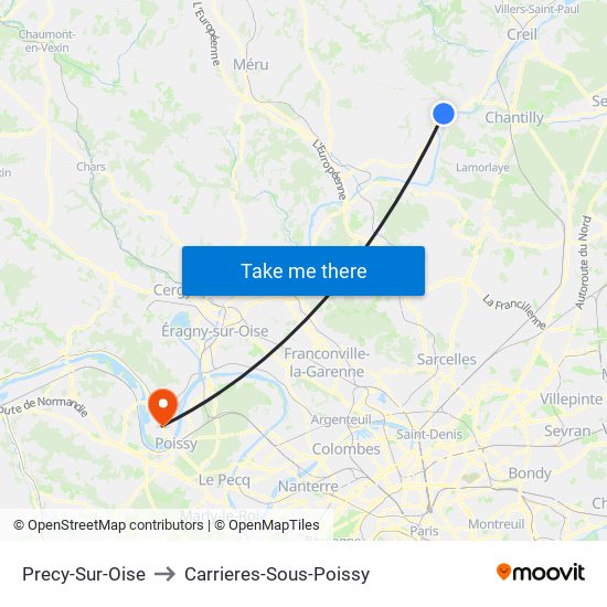 Precy-Sur-Oise to Carrieres-Sous-Poissy map