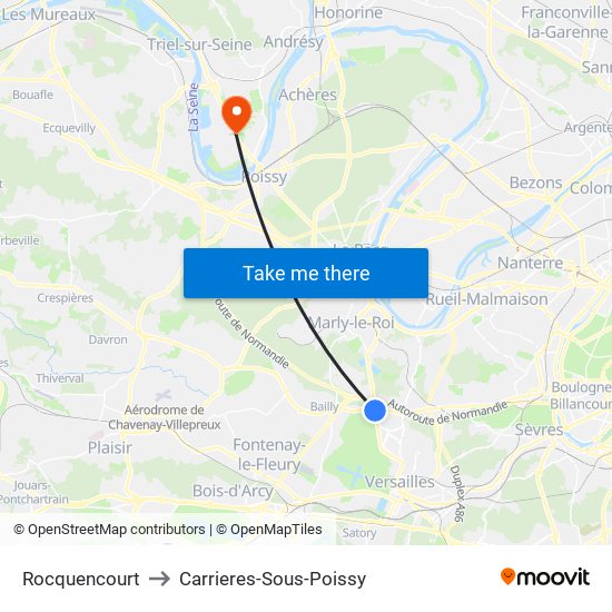 Rocquencourt to Carrieres-Sous-Poissy map