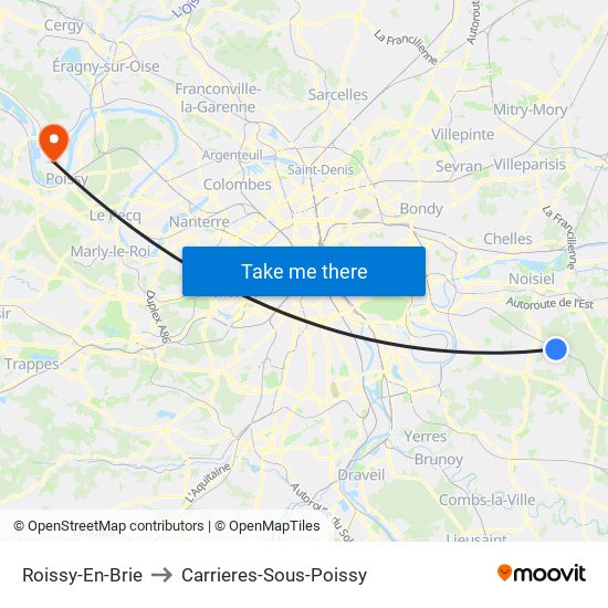 Roissy-En-Brie to Carrieres-Sous-Poissy map