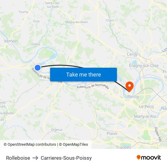 Rolleboise to Carrieres-Sous-Poissy map