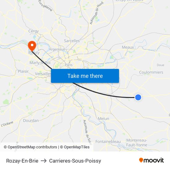 Rozay-En-Brie to Carrieres-Sous-Poissy map