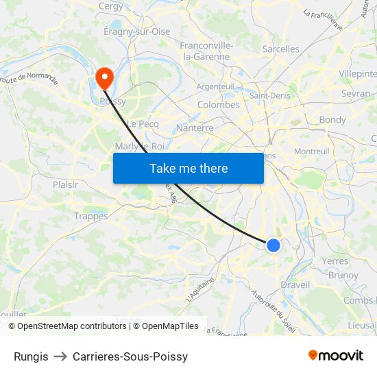 Rungis to Carrieres-Sous-Poissy map