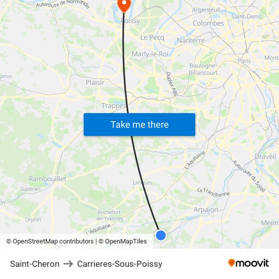 Saint-Cheron to Carrieres-Sous-Poissy map