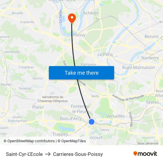 Saint-Cyr-L'Ecole to Carrieres-Sous-Poissy map