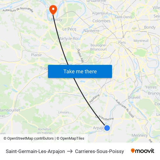 Saint-Germain-Les-Arpajon to Carrieres-Sous-Poissy map