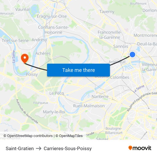 Saint-Gratien to Carrieres-Sous-Poissy map