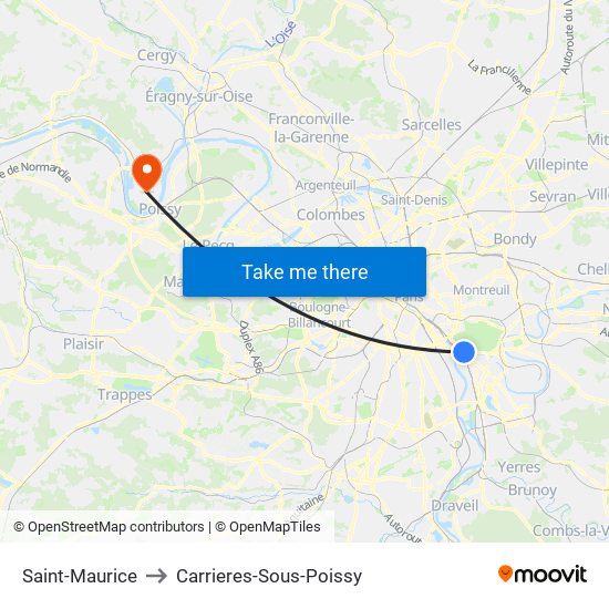 Saint-Maurice to Carrieres-Sous-Poissy map