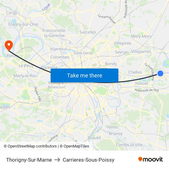 Thorigny-Sur-Marne to Carrieres-Sous-Poissy map