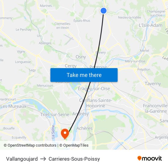 Vallangoujard to Carrieres-Sous-Poissy map