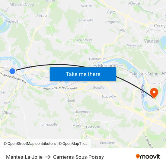 Mantes-La-Jolie to Carrieres-Sous-Poissy map