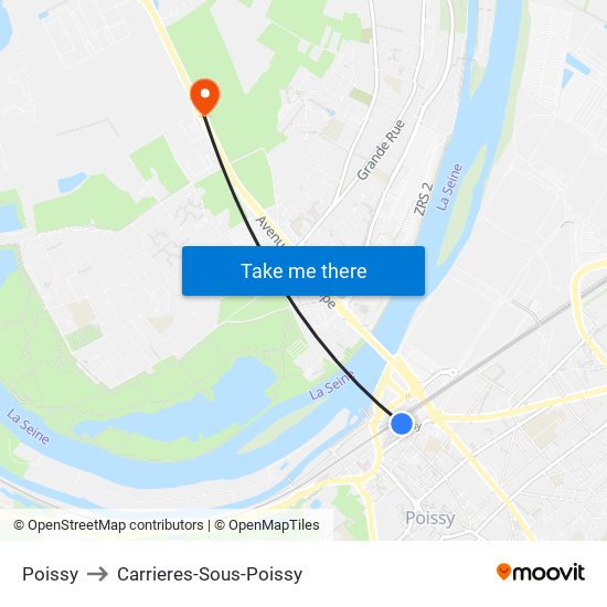 Poissy to Carrieres-Sous-Poissy map