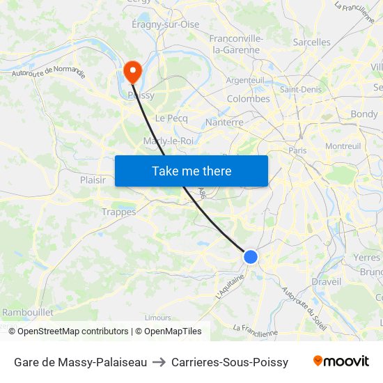 Gare de Massy-Palaiseau to Carrieres-Sous-Poissy map