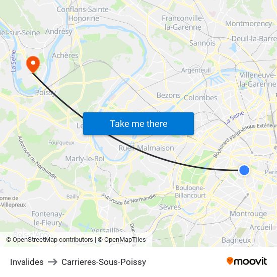 Invalides to Carrieres-Sous-Poissy map