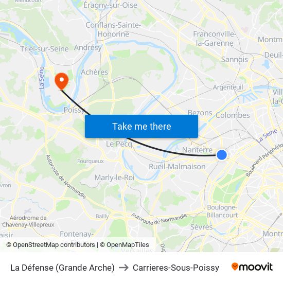 La Défense (Grande Arche) to Carrieres-Sous-Poissy map