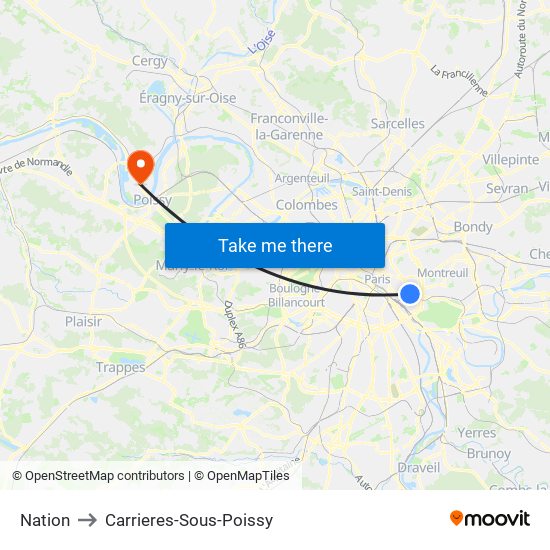 Nation to Carrieres-Sous-Poissy map