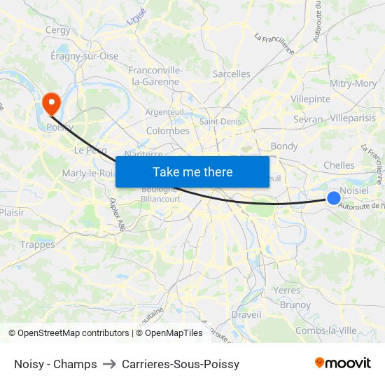 Noisy - Champs to Carrieres-Sous-Poissy map