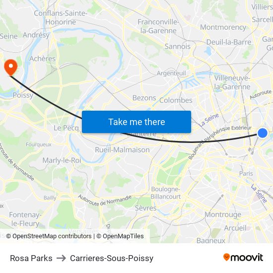 Rosa Parks to Carrieres-Sous-Poissy map