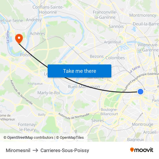 Miromesnil to Carrieres-Sous-Poissy map