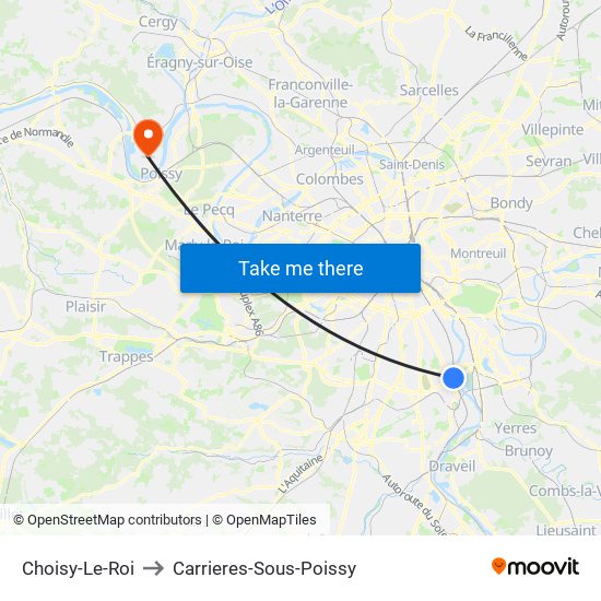 Choisy-Le-Roi to Carrieres-Sous-Poissy map