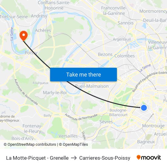 La Motte-Picquet - Grenelle to Carrieres-Sous-Poissy map