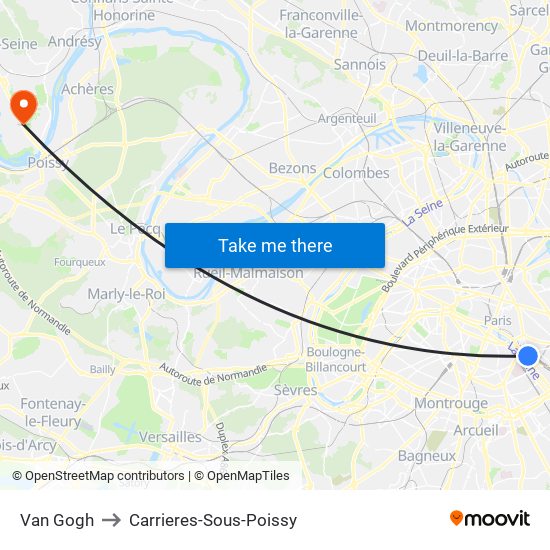 Van Gogh to Carrieres-Sous-Poissy map