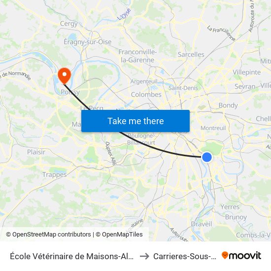 École Vétérinaire de Maisons-Alfort - Métro to Carrieres-Sous-Poissy map