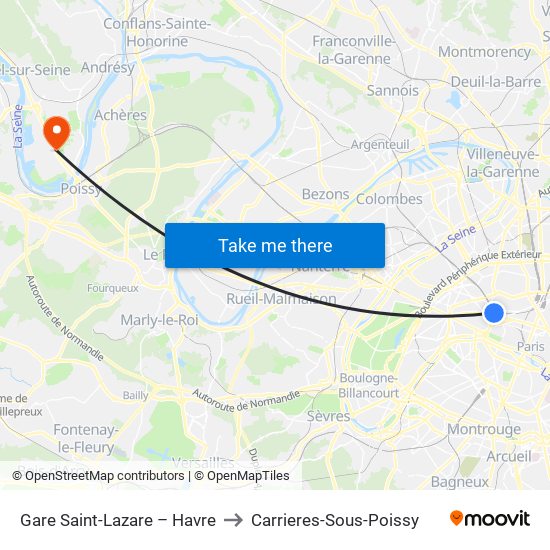 Gare Saint-Lazare – Havre to Carrieres-Sous-Poissy map