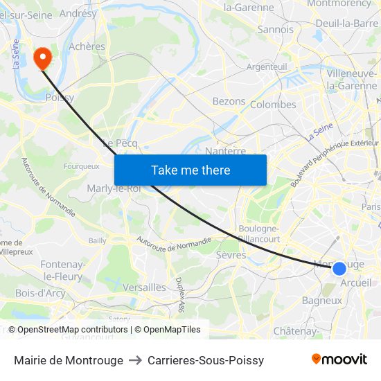 Mairie de Montrouge to Carrieres-Sous-Poissy map