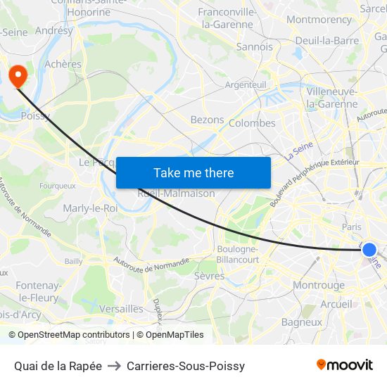 Quai de la Rapée to Carrieres-Sous-Poissy map